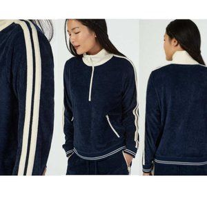FAHERTY BRAND Richie Quarter Zip Pullover Sweater L  Navy & Natural Off …